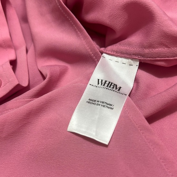 White House Black Market Pink Fitted Puff Sleeve Blouse - Picture 7 of 9